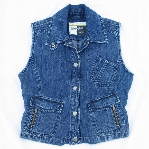 Wrangler Cowgirl Western Cotton Denim Vest, Sz M - Picture 1 of 5
